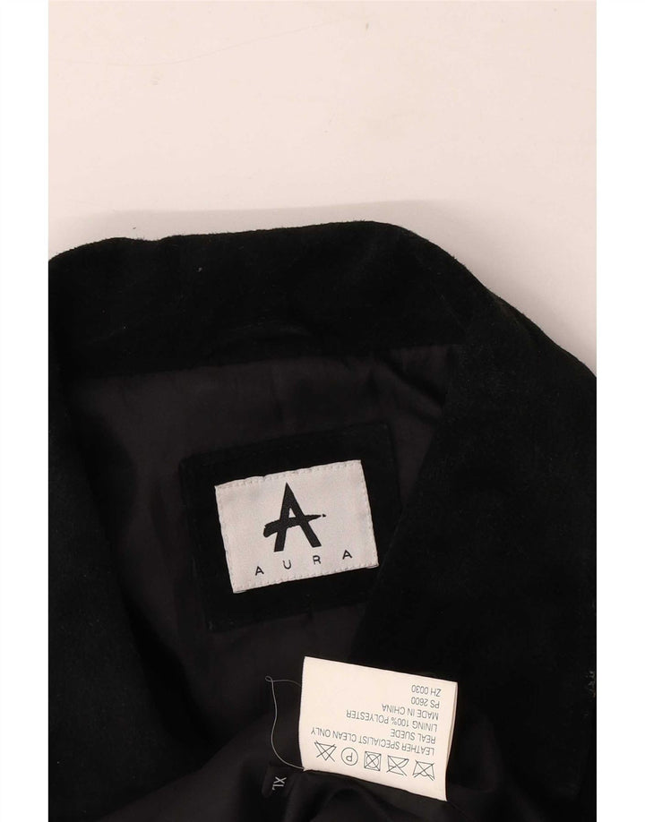 Vintage mujer ante chaqueta Reino Unido 18 XL cuero negro