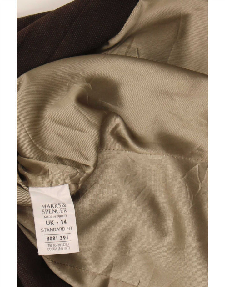 Marks & Spencer Chaqueta tipo blazer con 1 botón para mujer, talla 44, color marrón medio