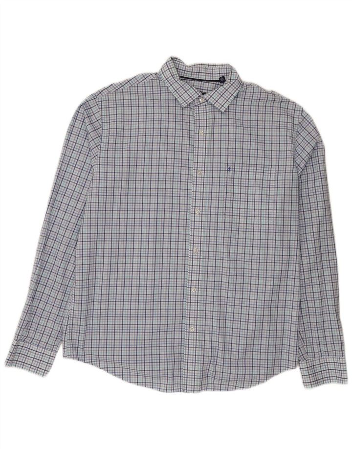 Camisa Izod para hombre talla 16 1/2 algodón a cuadros azul grande