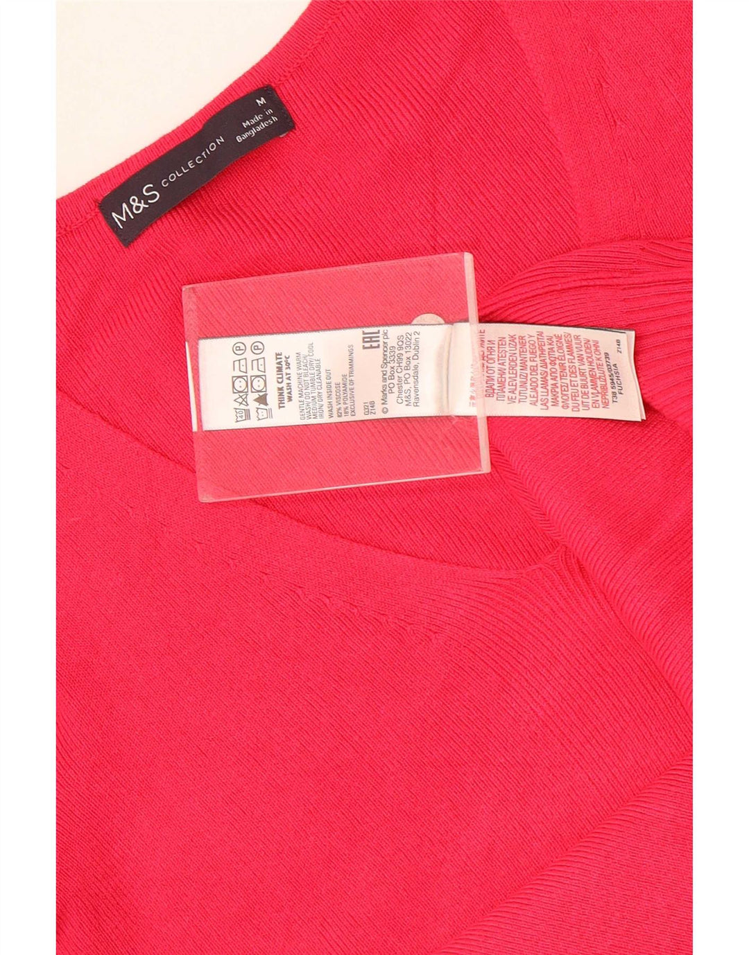 Marks & Spencer Blusa corta para mujer UK 42 Viscosa rosa mediana