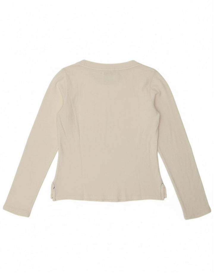 Marella Top Mujer Manga Larga UK 44 Grande Algodón Blanco Roto