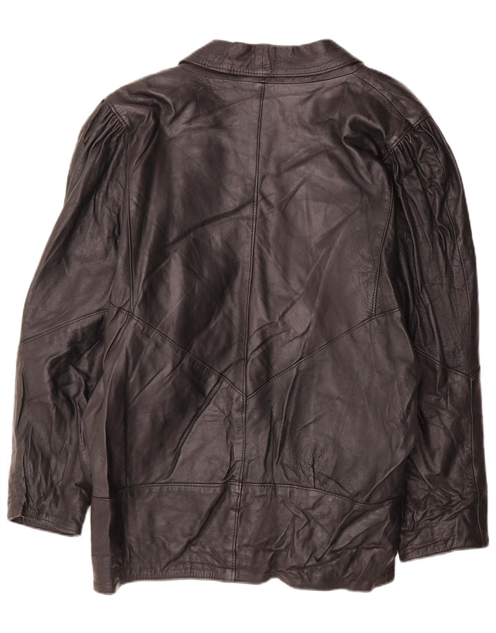 Vintage mujer chaqueta de cuero de gran tamaño Reino Unido 14 cuero negro medio