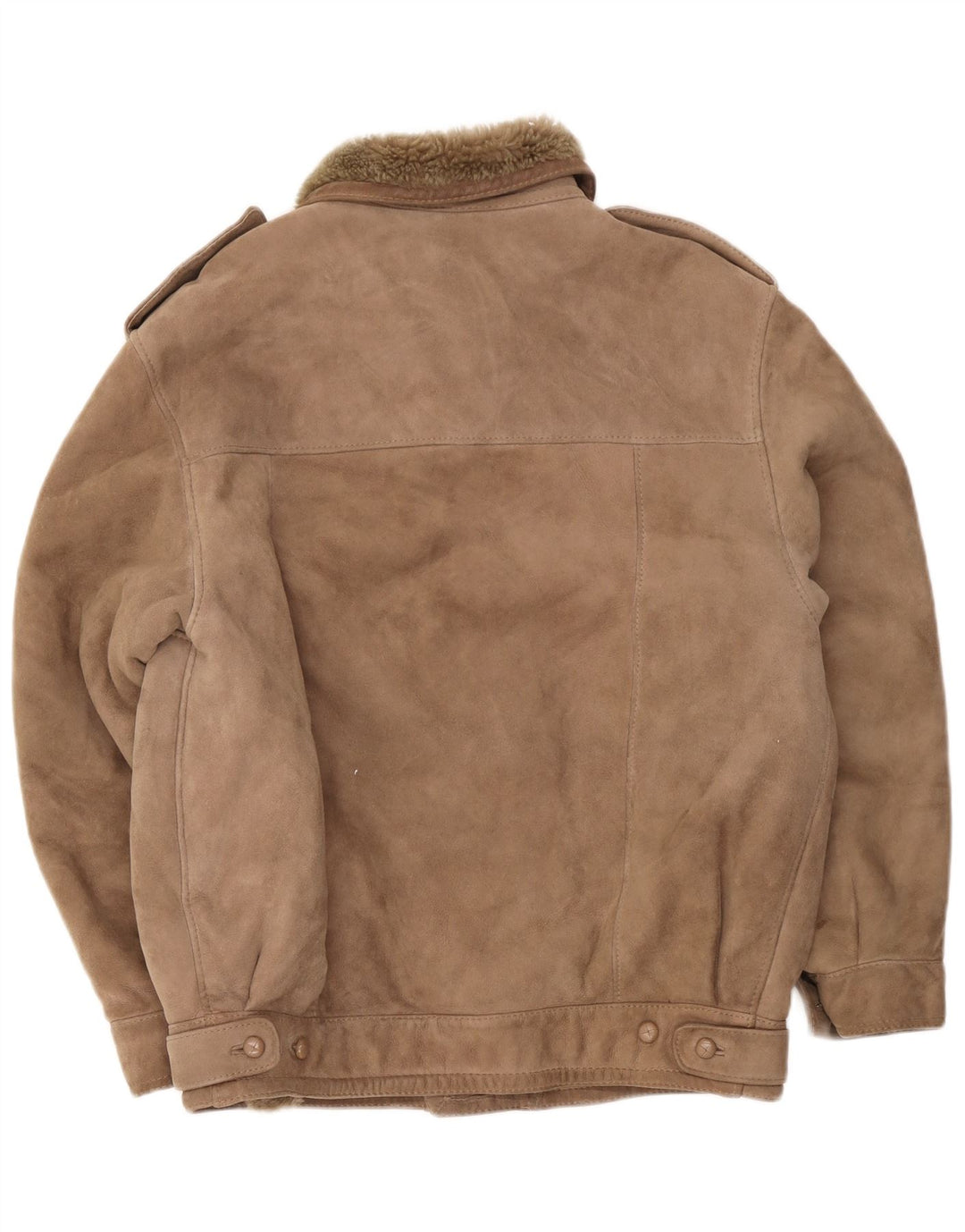 Chaqueta de piel de oveja militar vintage para hombre IT 52 XL Beige