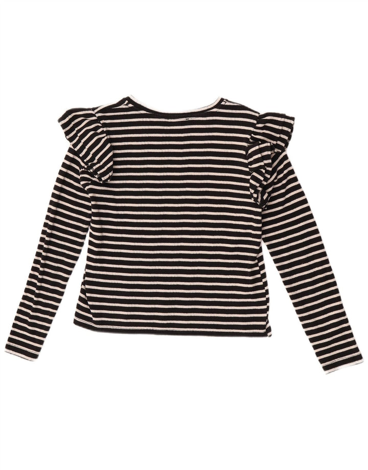 Zara Mujer Crop Top Manga Larga UK 42 Mediano Rayas Negras