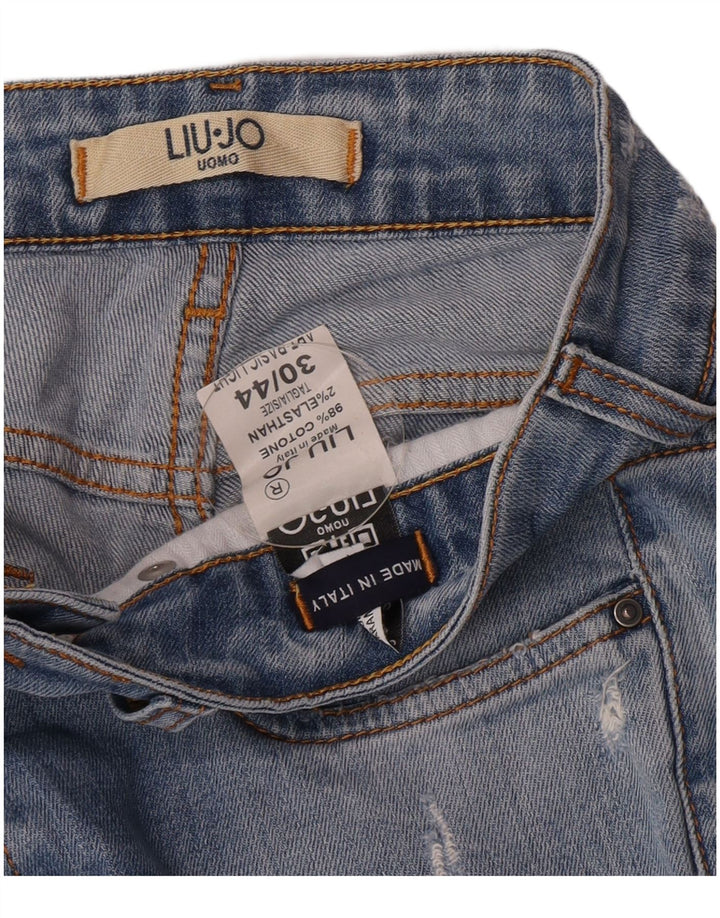 Vaqueros ajustados desgastados para hombre Liu Jo W30 L32 Algodón azul