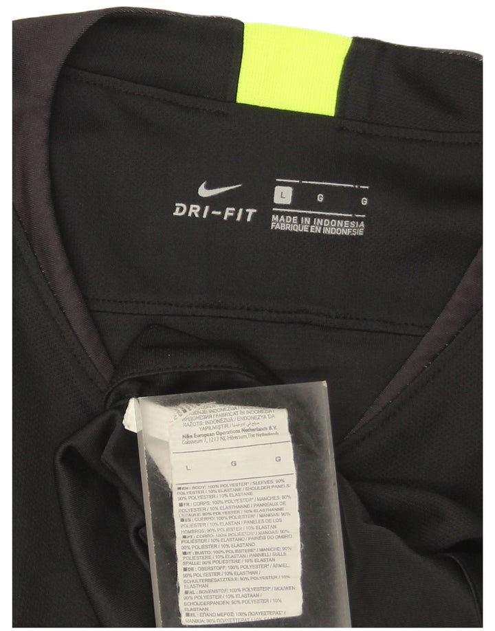 Nike Camiseta Dri Fit para hombre Top grande de poliéster a rayas negras