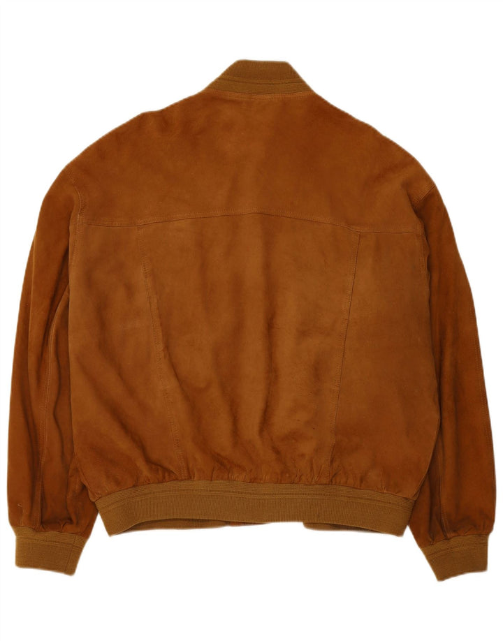 VINTAGE Chaqueta bomber de ante para hombre IT 52 XL Marrón