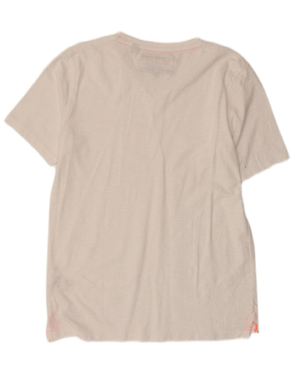 SUPERDRY Hombre Camiseta Top Medium Blanco Algodón