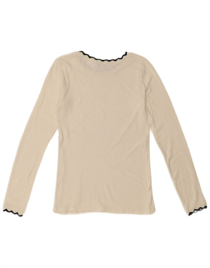 Zara Mujer Crop Top Manga Larga UK 8 Small Blanco