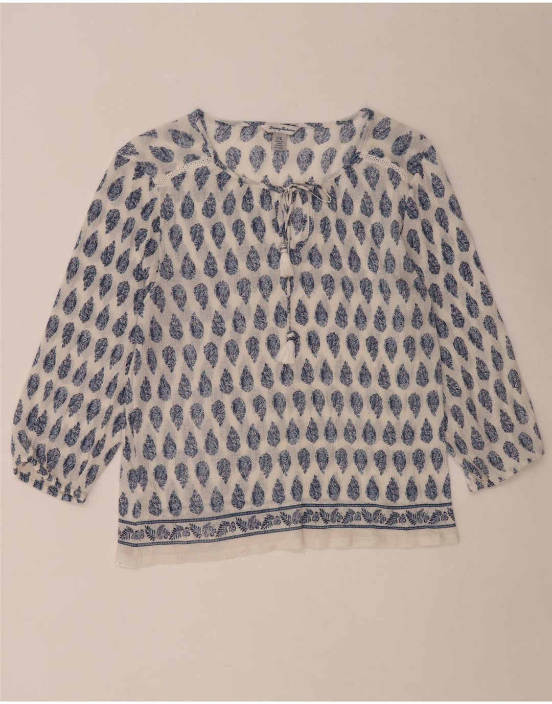 TOMMY BAHAMA Blusa de manga 3/4 para mujer UK 46 Large White Paisley Cotton