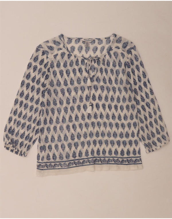 TOMMY BAHAMA Blusa de manga 3/4 para mujer UK 46 Large White Paisley Cotton