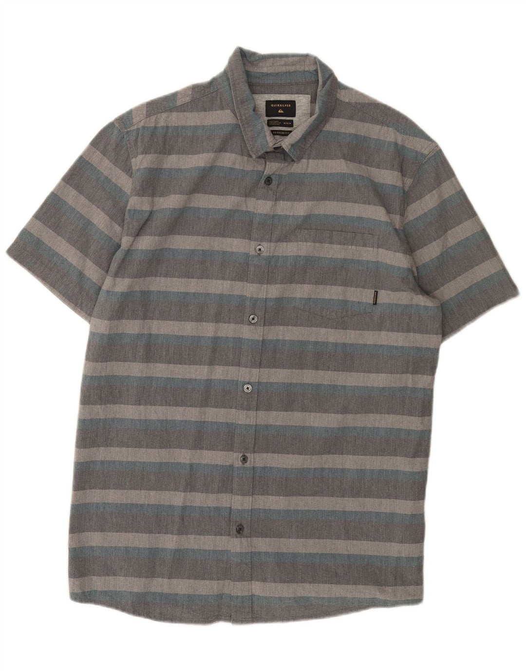 Camisa Quiksilver Hombre De Manga Corta Regular Fit De Algodón A Rayas Gris Medio