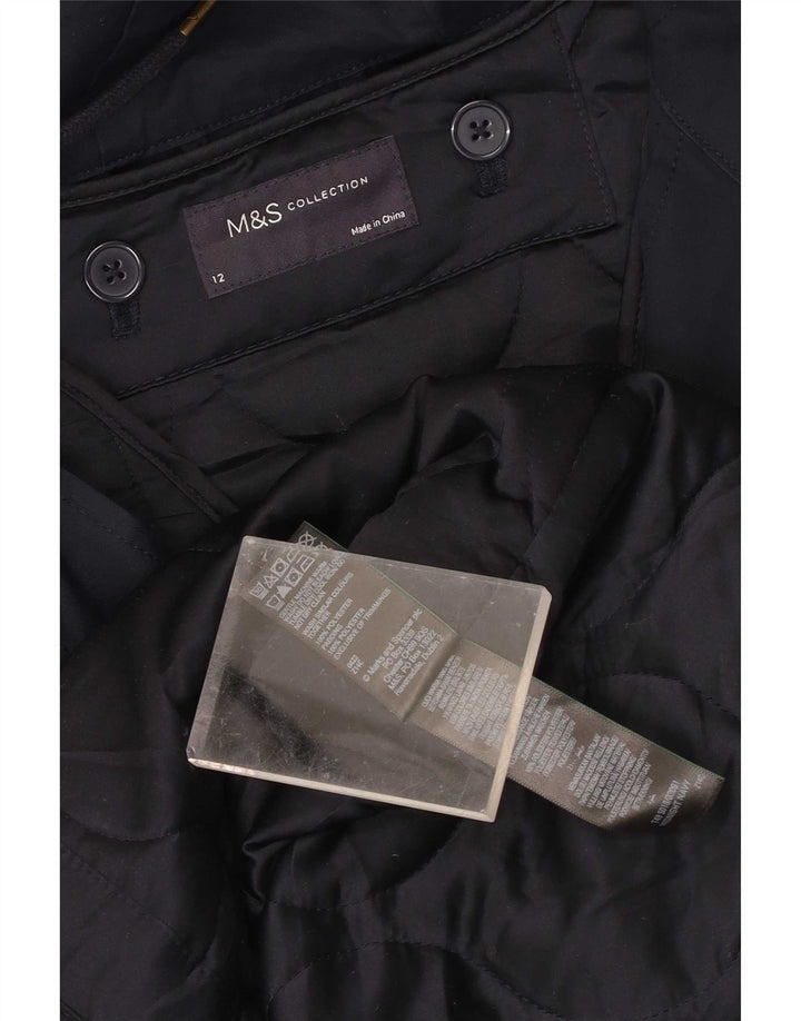 Marks & Spencer Chaqueta Parka con Capucha para Mujer UK 40 Mediano Azul Marino Poliéster