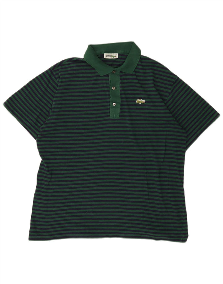 Polo Lacoste para hombre talla 4 mediana verde a rayas