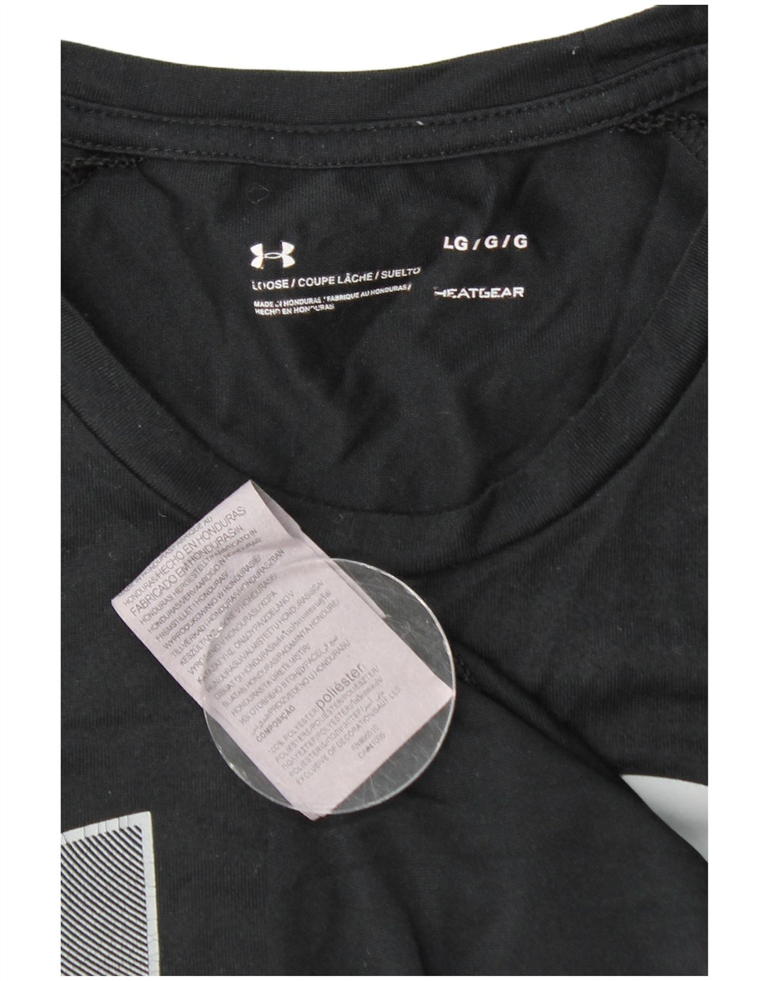 UNDER ARMOUR Camiseta gráfica Heat Gear para hombre Top grande de poliéster negro