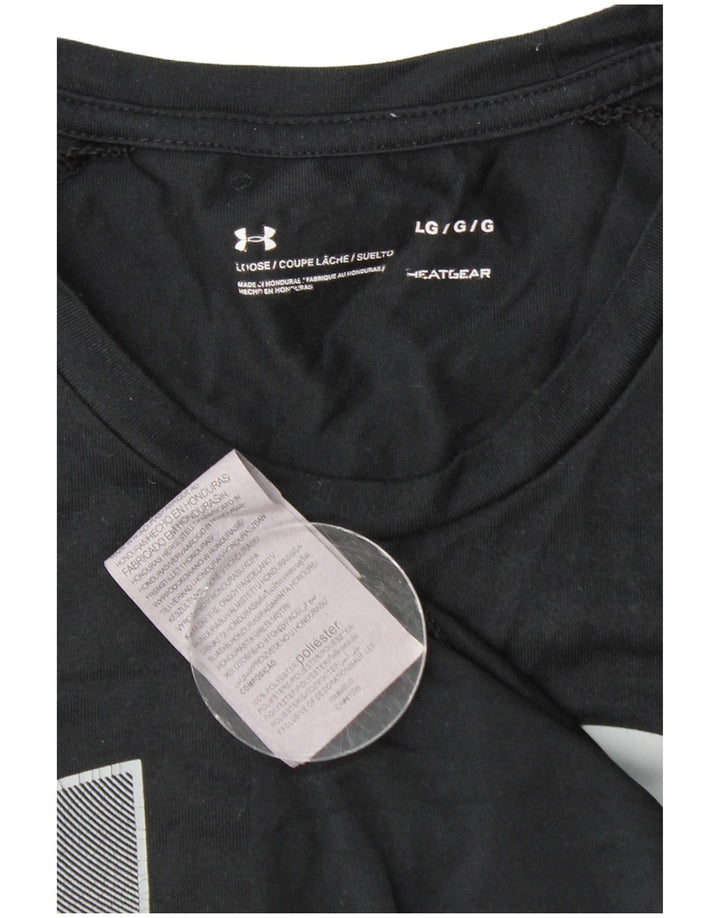 UNDER ARMOUR Camiseta gráfica Heat Gear para hombre Top grande de poliéster negro