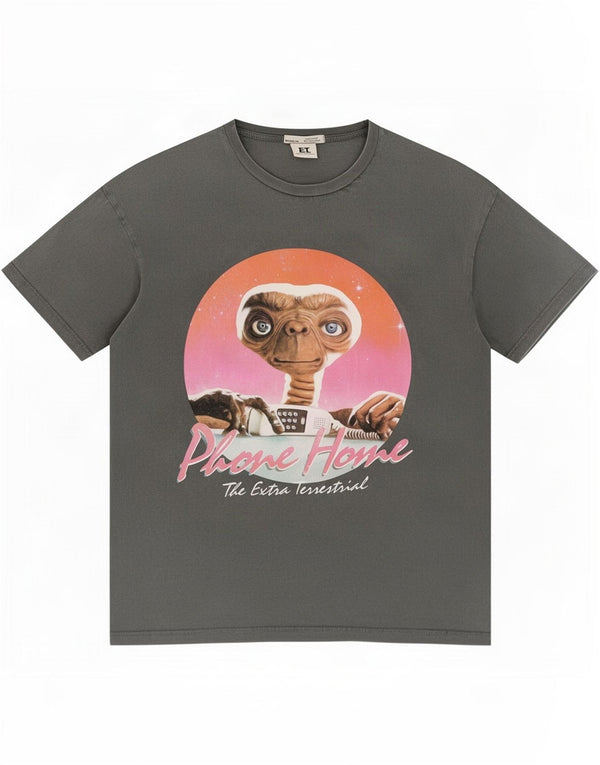 Pull & Bear Mens Graphic T-Shirt Top Small Grey Cotton