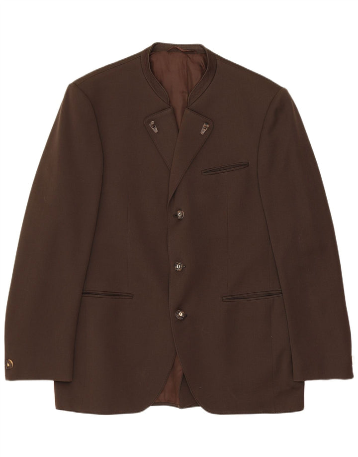 Vintage hombres 3 botones Blazer chaqueta Reino Unido 38 lana marrón medio
