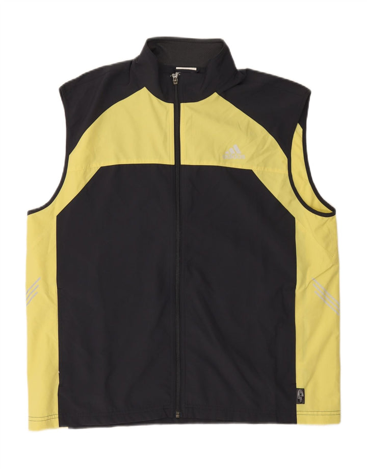 Adidas Hombre Climashell Chándal Top Chaqueta Grande Negro Colorblock