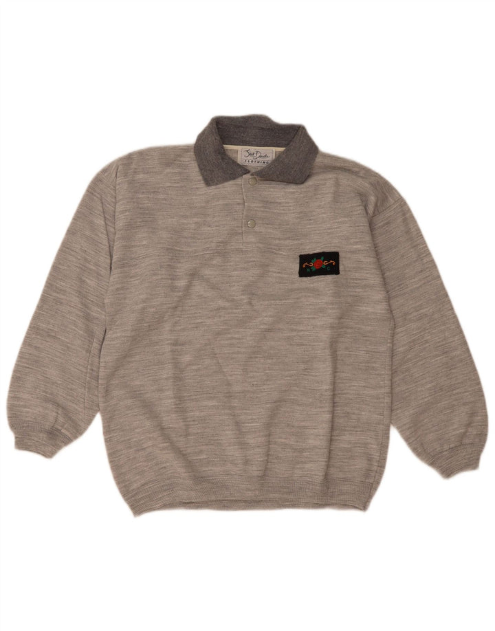 Jack Daniels Hombre Polo Neck Sudadera Jumper Gris Medio Moteado