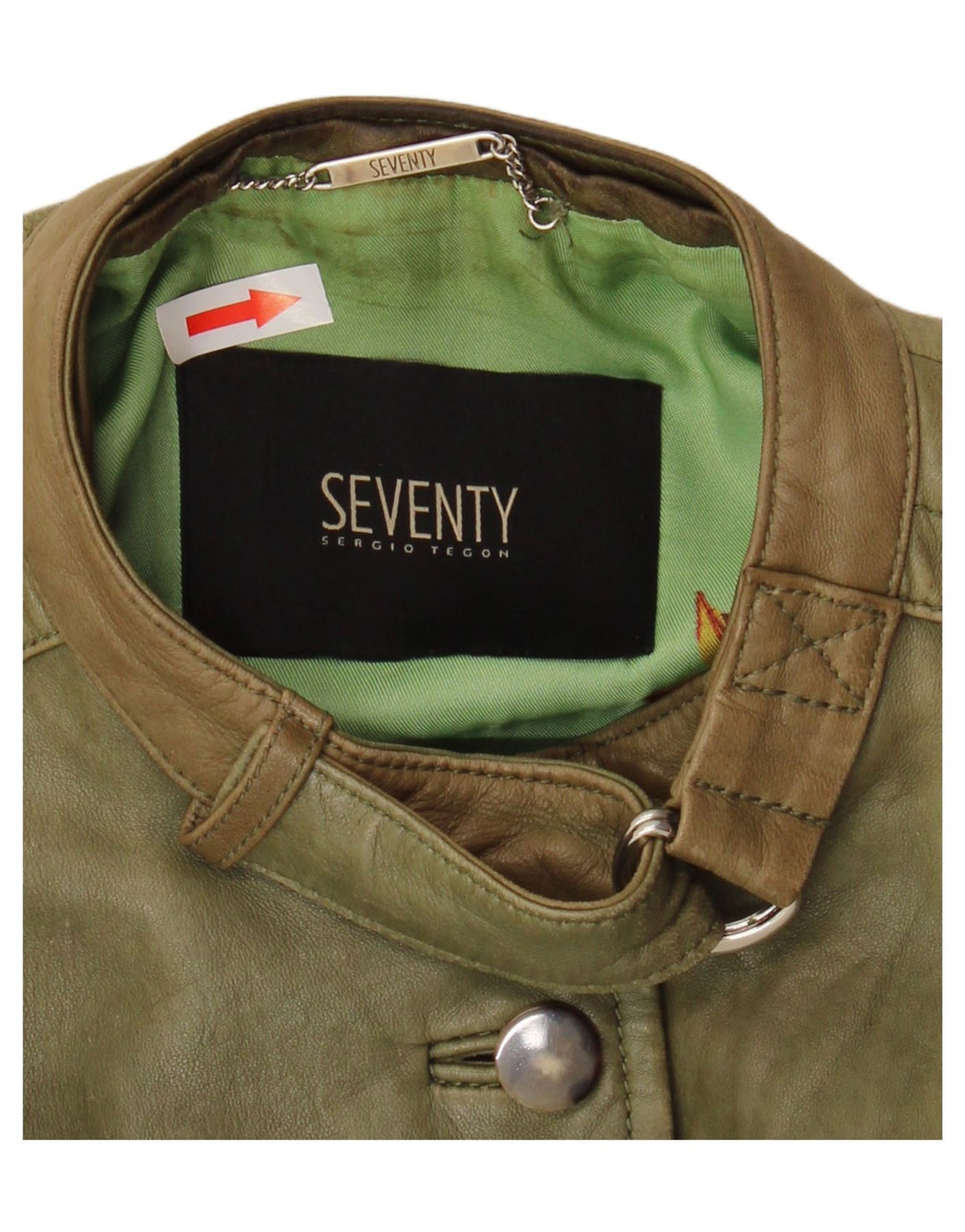 Chaqueta De Cuero Mujer Seventy IT 42 Cuero Verde Medio