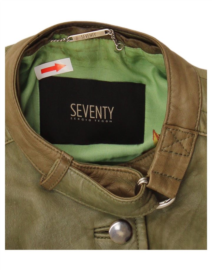 Chaqueta De Cuero Mujer Seventy IT 42 Cuero Verde Medio