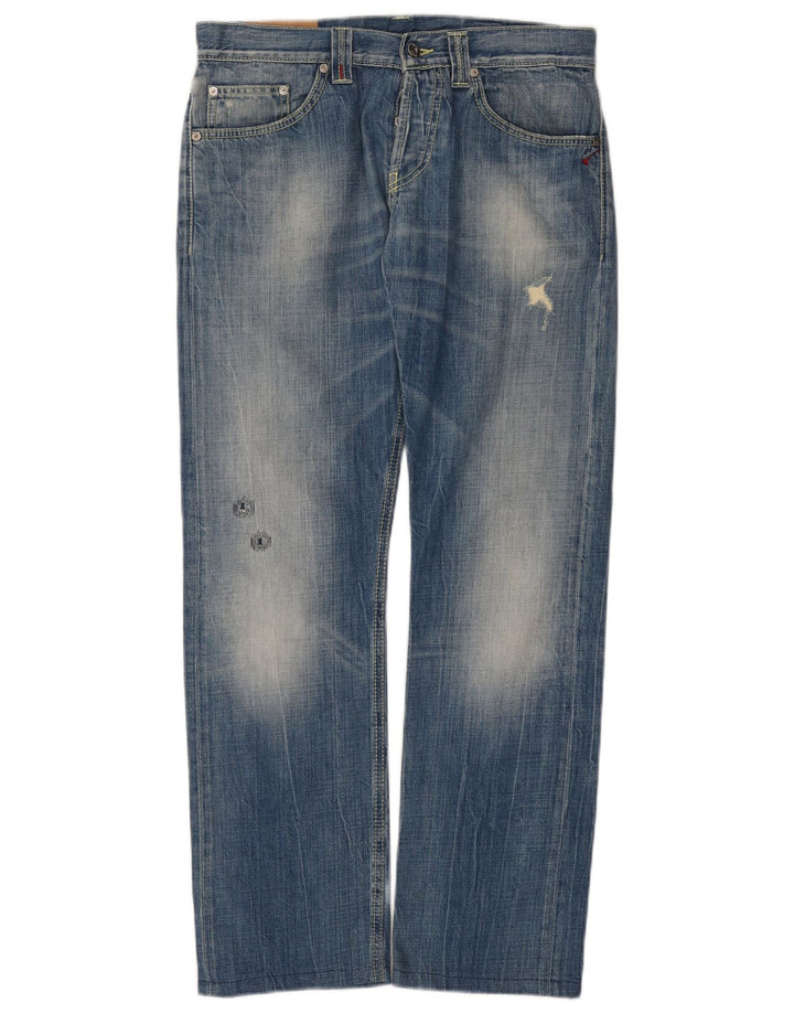Dondup Vaqueros Rectos Desgastados Mujer W32 L30 Algodón Azul