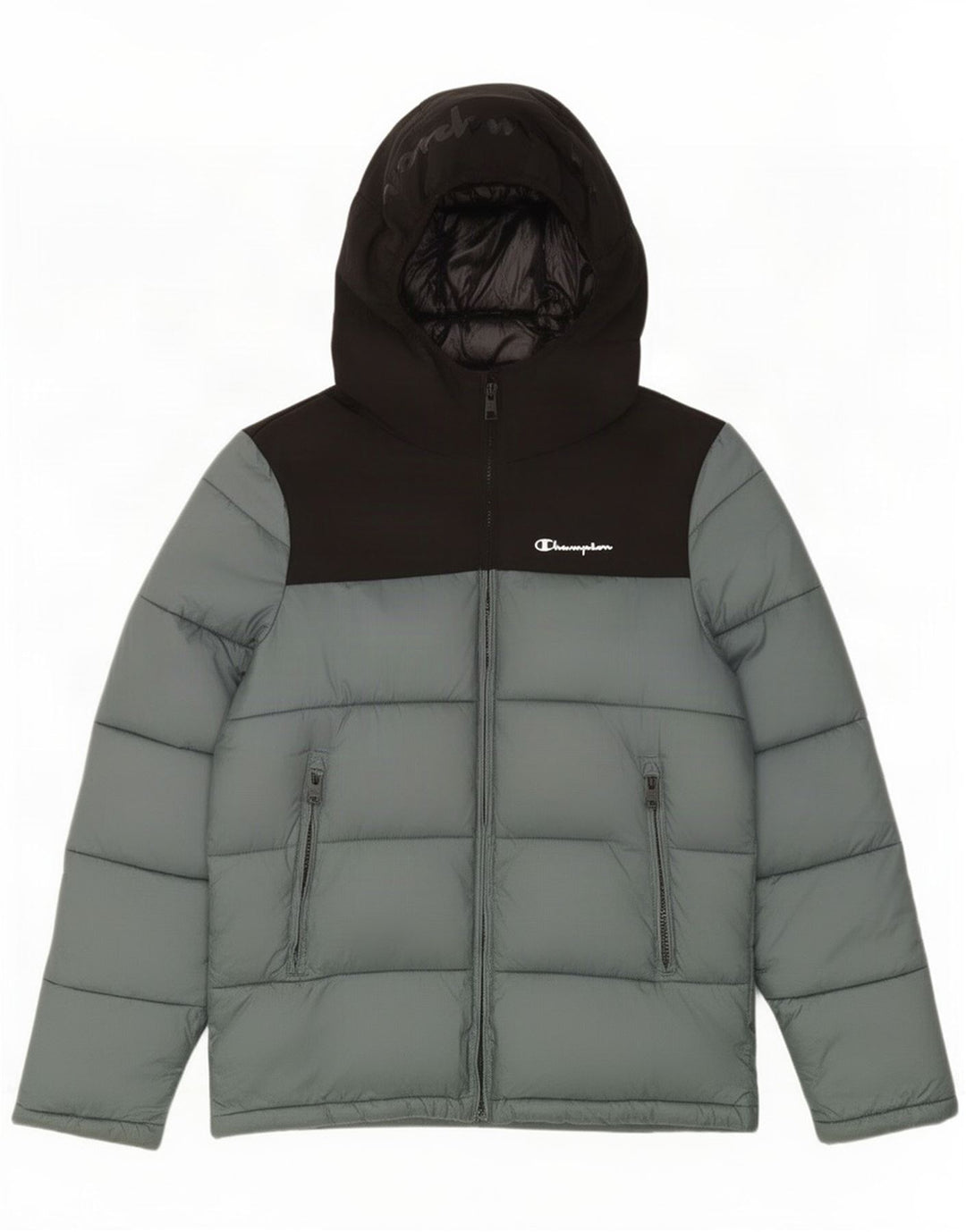 Chaqueta acolchada con capucha para hombre Champion ES 36 Small Grey Colourblock Polyamide