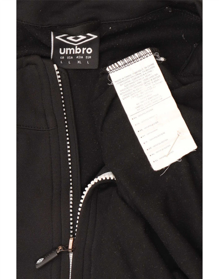 Umbro Hombre Zip Neck Jersey Chándal Top Grande Poliéster Negro