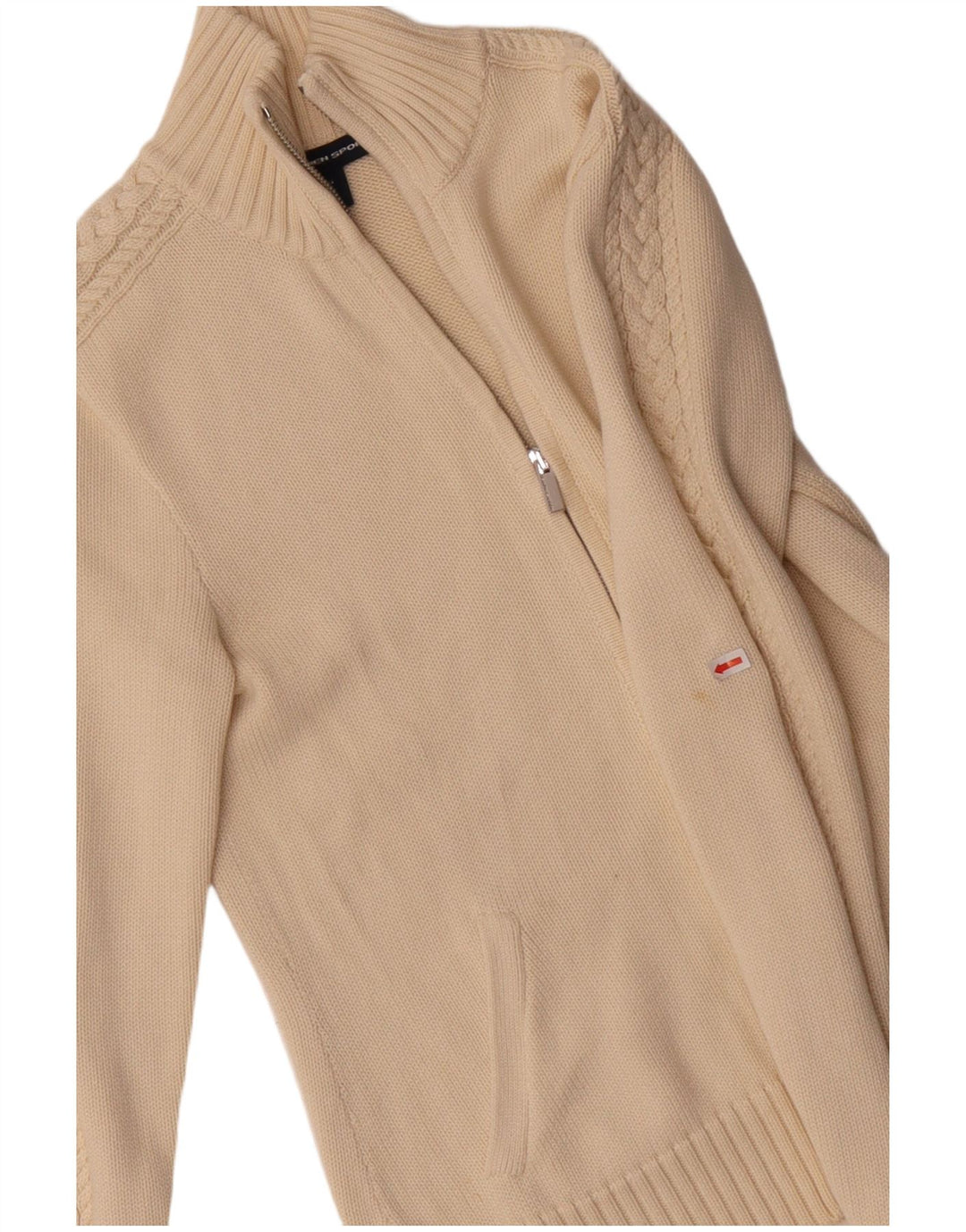 RALPH LAUREN Suéter Cárdigan para Mujer Reino Unido 10 Pequeño Algodón Beige
