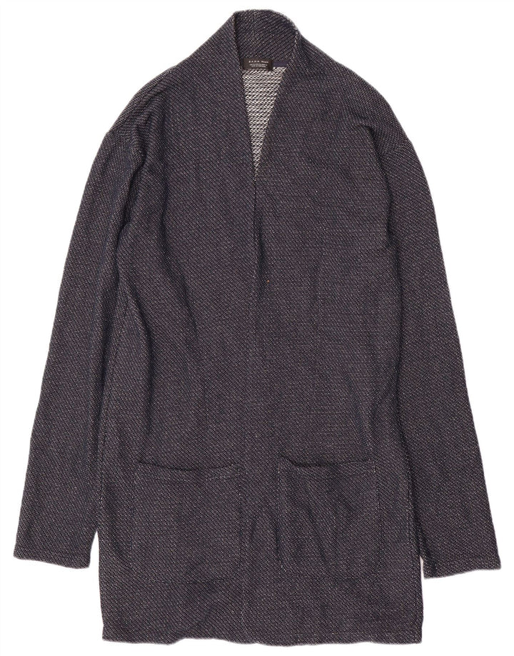 Zara Hombre Cardigan Sweater XL Azul Marino Poliéster