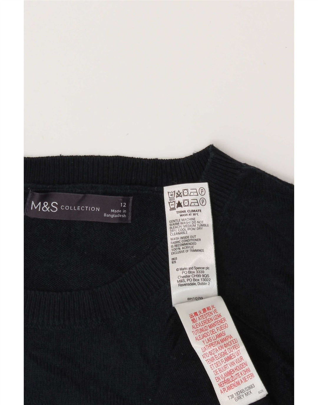 Marks & Spencer - Jersey de cuello redondo para mujer, talla 40, color gris medio
