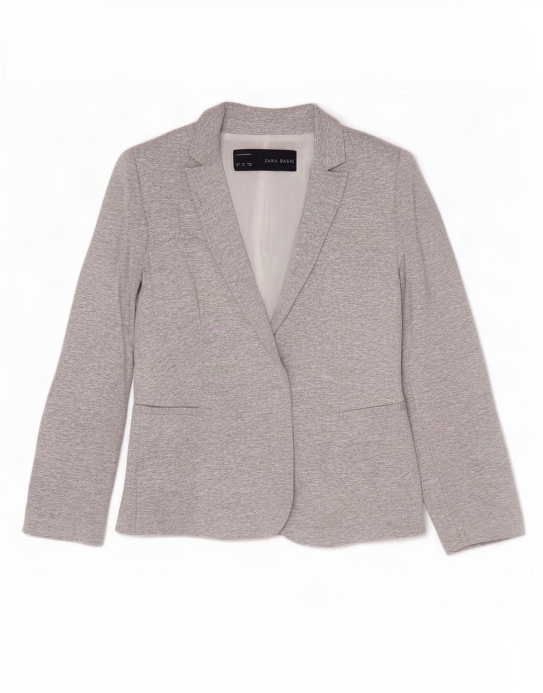 Zara Mujer Chaqueta Americana Abierta UK 42 Gris Medio