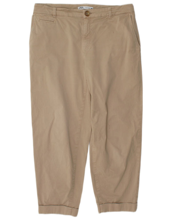 Zara Mujer Pantalones Cortos Tapered EU 40 Medium W30 L25 Beige