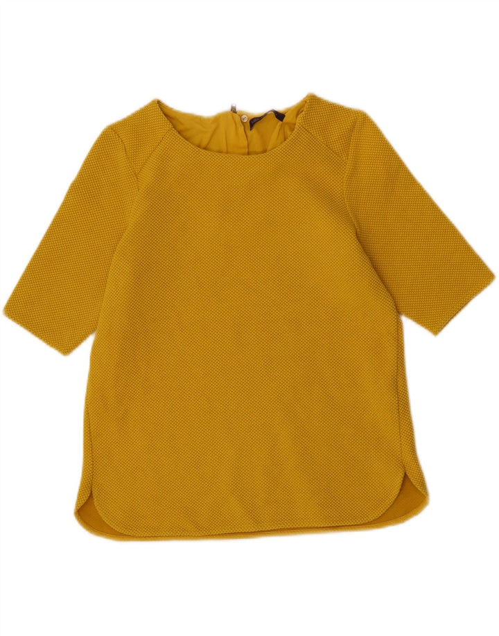 MARKS & SPENCER Womens Blouse Top UK 12 Medium Yellow Cotton Vintage Marks & Spencer and Second-Hand Marks & Spencer from Messina Hembry 