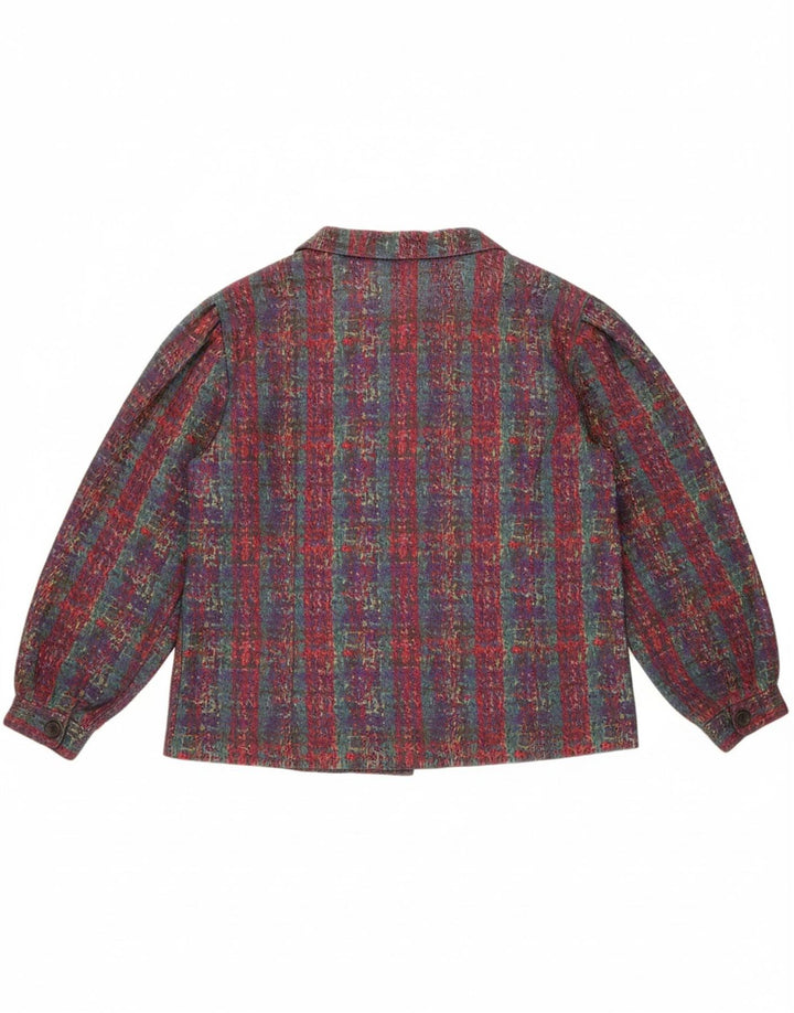 VINTAGE Womens Blazer Jacket UK 16 Large Multicoloured Check