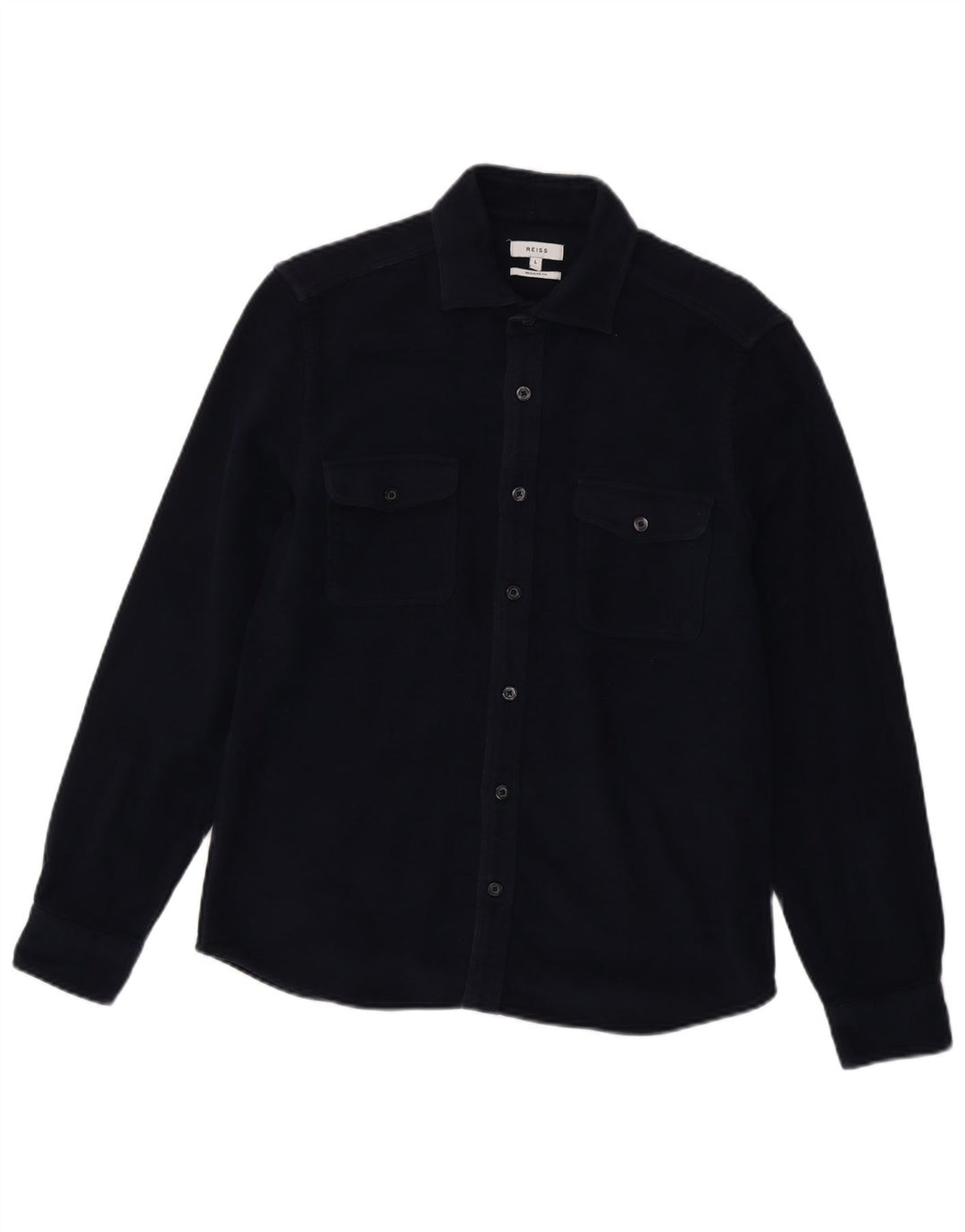 Camisa Reiss de corte regular para hombre de algodón azul marino grande