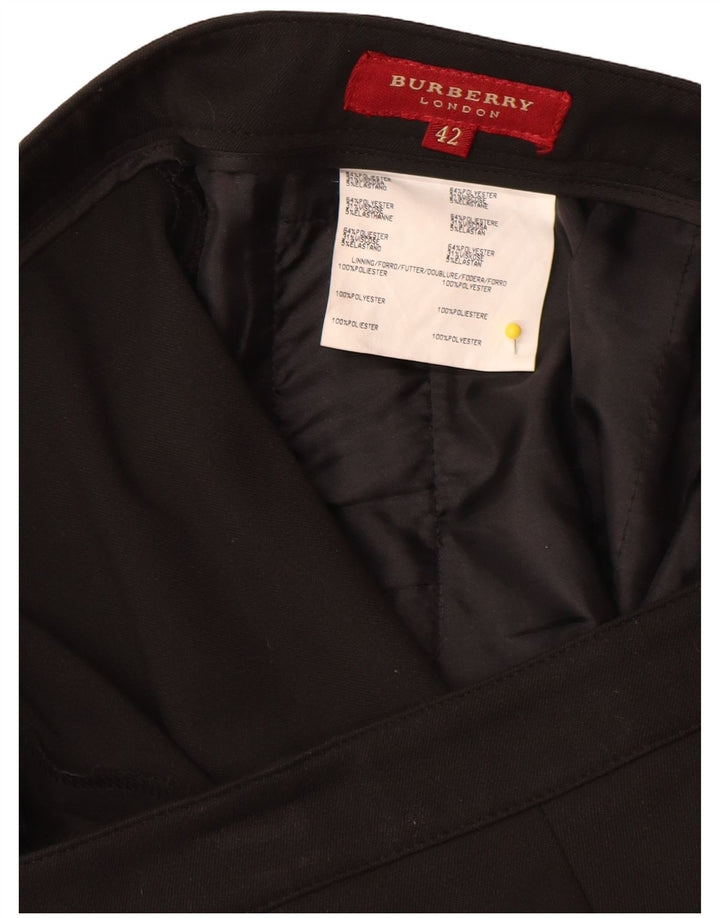 Burberry Pantalón de traje recto para mujer IT 42 Medium W32 L35 Poliéster negro