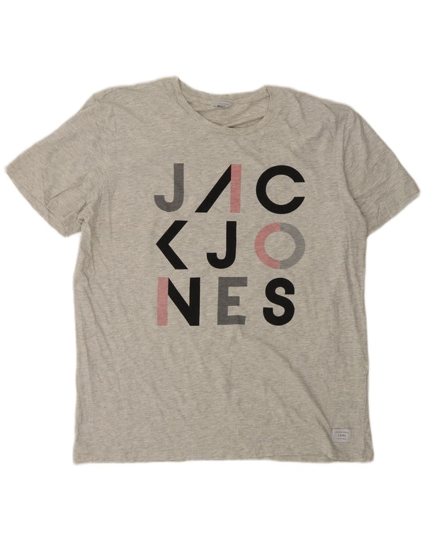 Jack & Jones Camiseta gráfica para hombre Top 2XL Algodón gris
