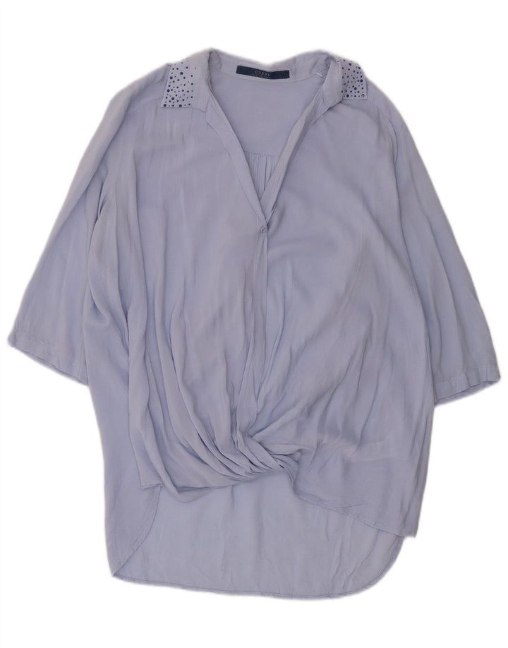 Guess Top tipo túnica extragrande con manga 3/4 para mujer UK 10 Small Blue Spotted Rayon