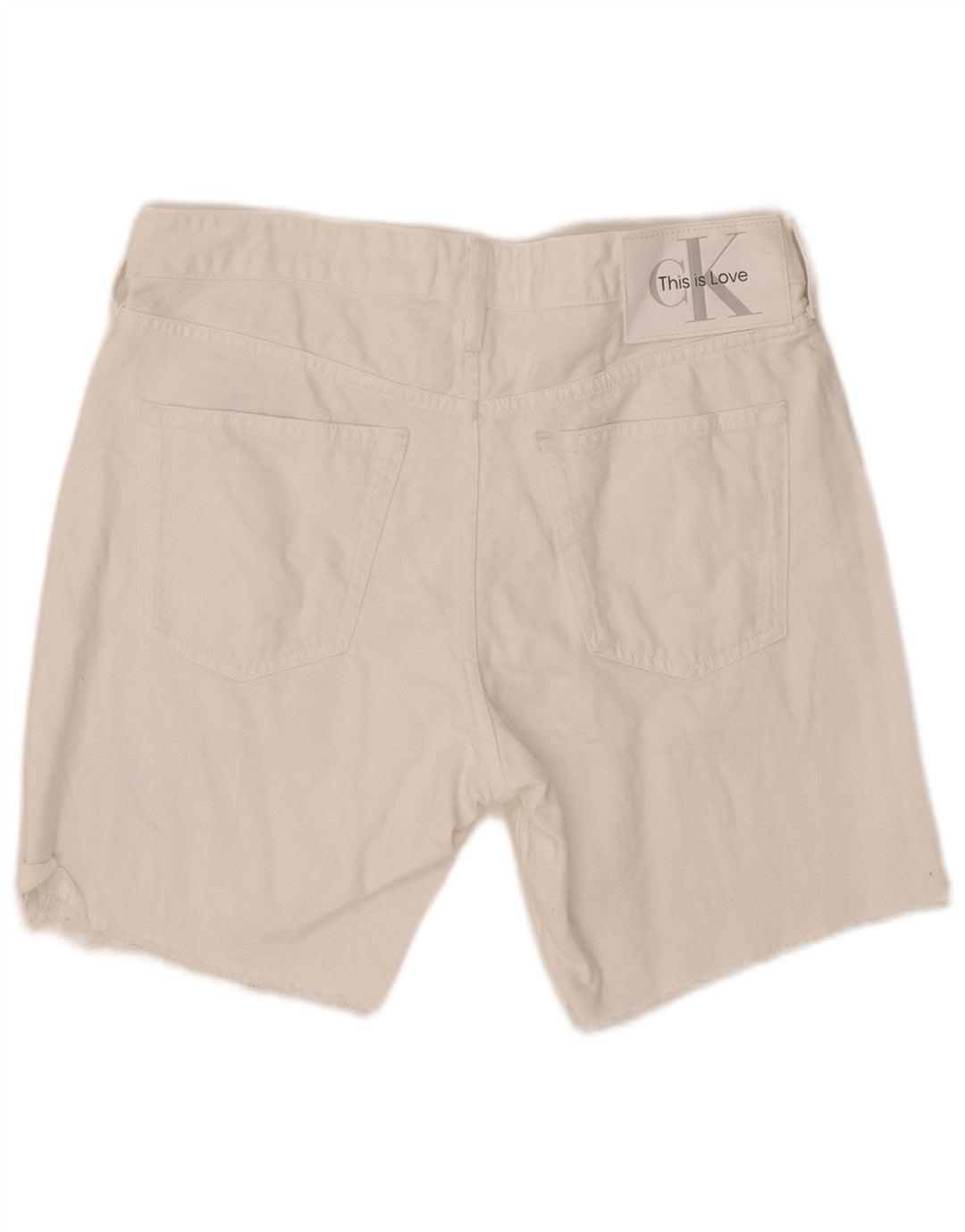 CALVIN KLEIN Shorts vaqueros gráficos para hombre W31 Algodón blanco mediano