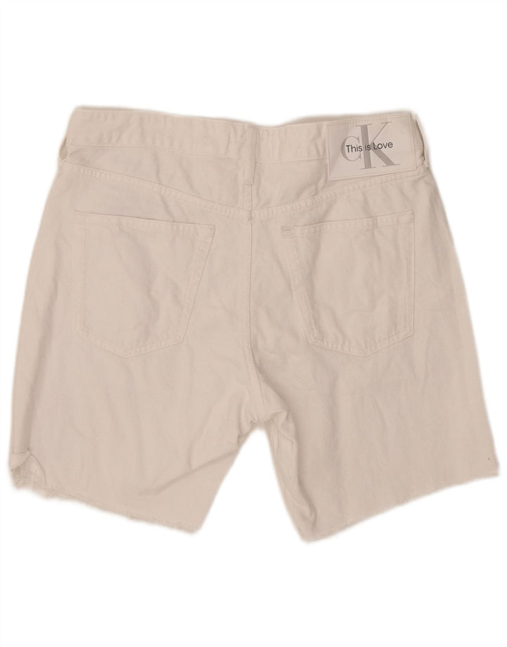 CALVIN KLEIN Shorts vaqueros gráficos para hombre W31 Algodón blanco mediano