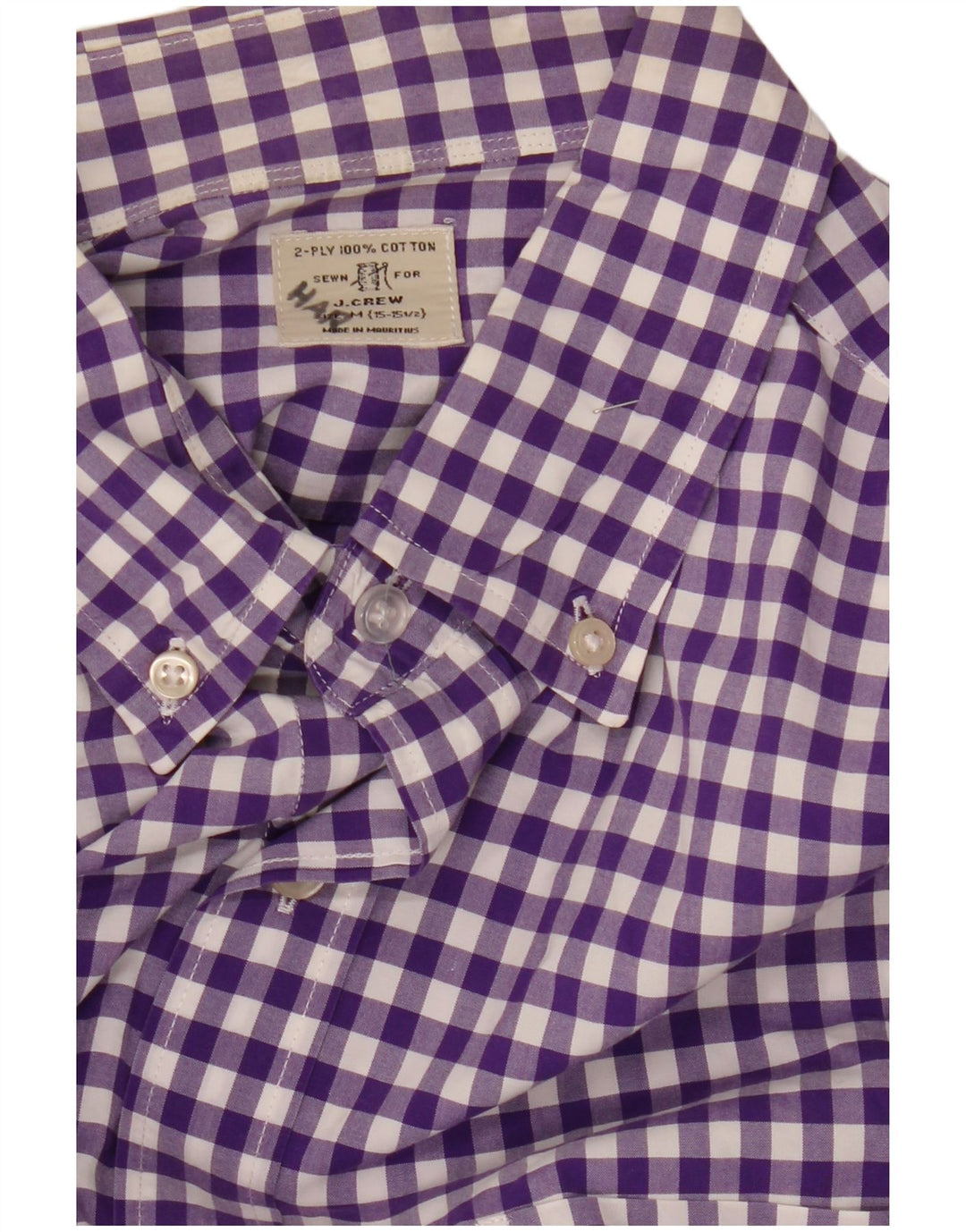 J. CREW Camisa para hombre talla 15 1/2 algodón a cuadros morado mediano