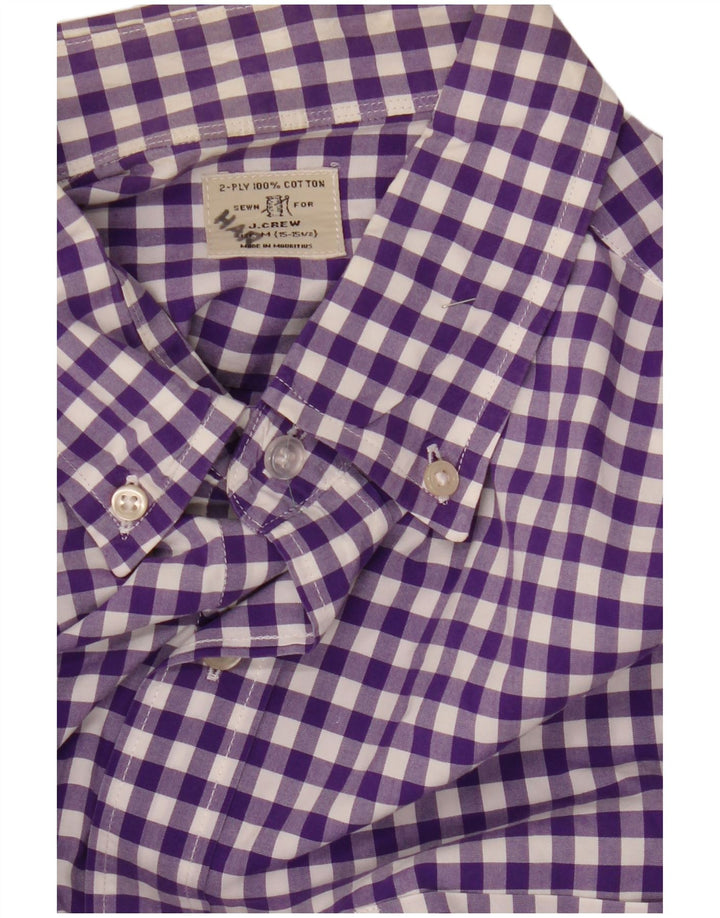 J. CREW Camisa para hombre talla 15 1/2 algodón a cuadros morado mediano