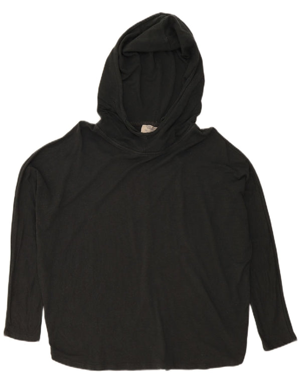 Zara Mujer Top extragrande con capucha Manga larga UK 40 Small Negro