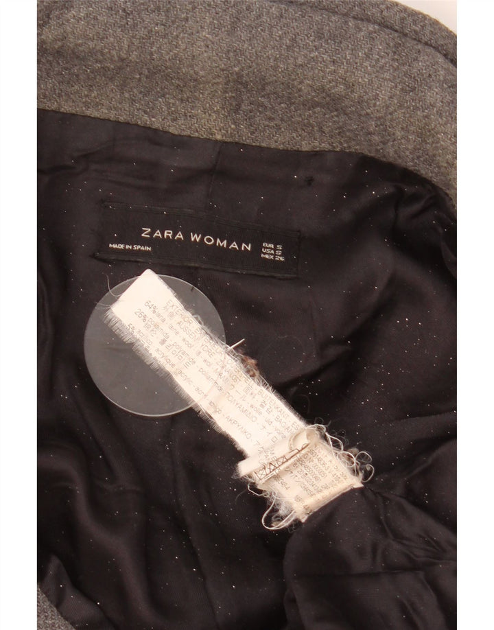 Zara Mujer Abrigo Extragrande UK 10 Small Lana Gris