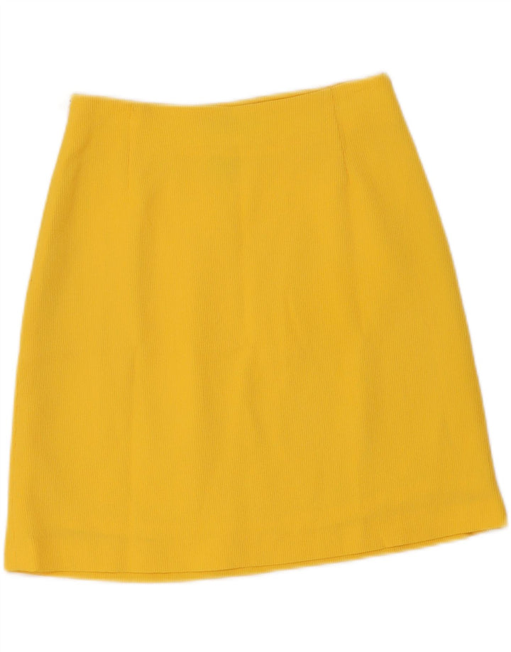 Falda vintage de línea A para mujer IT 42 Mediana W28 Poliamida amarilla