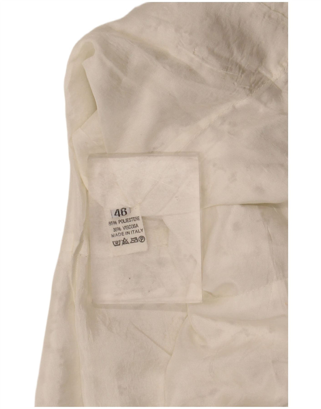 VINTAGE Mujer Crop Manga Corta Camisa Blusa IT 46 Grande Off White Floral