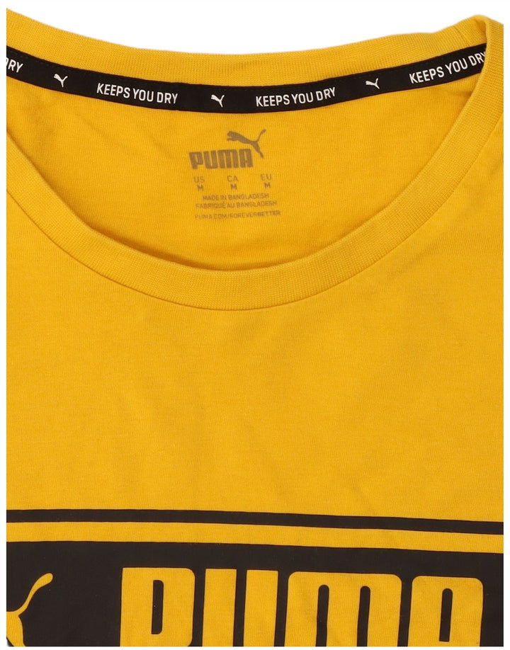 Puma Hombre Camiseta Gráfica Top Algodón Amarillo Medio