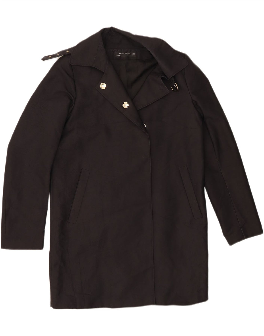 Zara Mujer Abrigo Extragrande UK 10 Small Negro